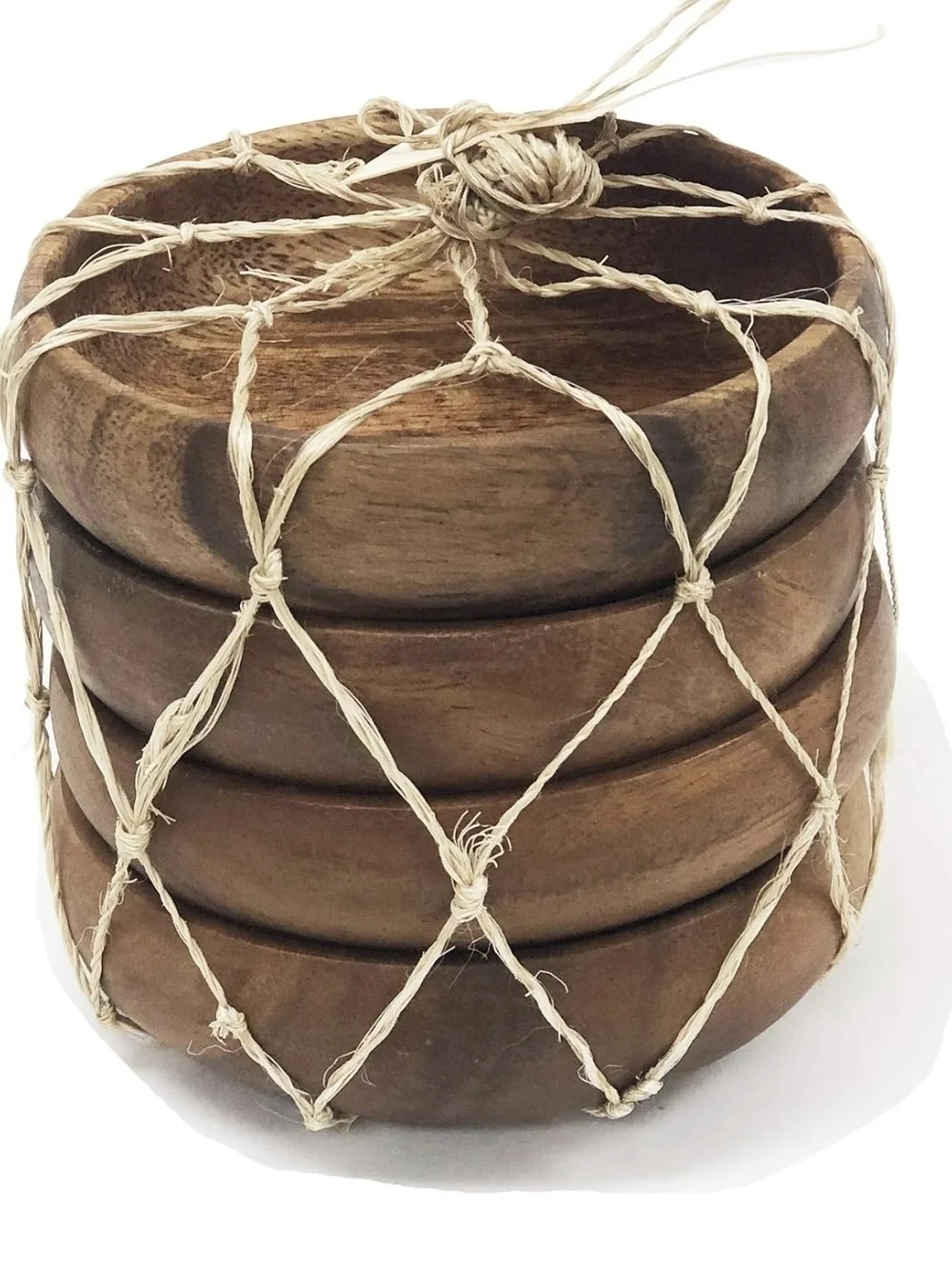 Handcrafted Wooden Coasters Set - Brown Rustic Kitchen Tool